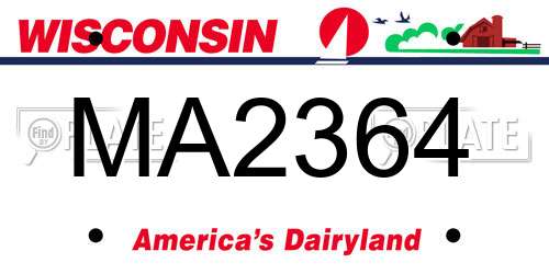 MA2364 Wisconsin License Plate
