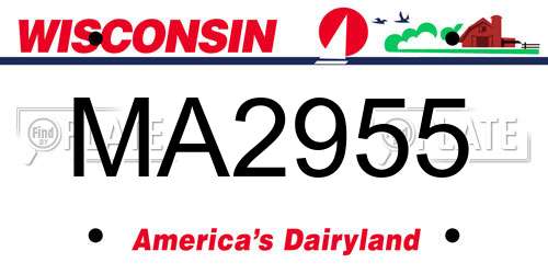 MA2955 Wisconsin License Plate