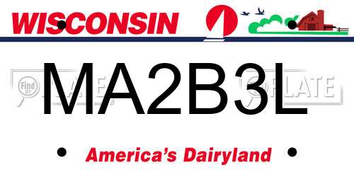 MA2B3L Wisconsin License Plate