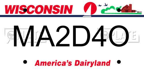 MA2D4O Wisconsin License Plate