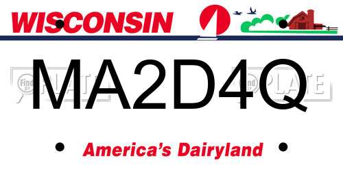 MA2D4Q Wisconsin License Plate