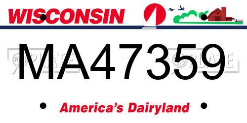 MA47359 Wisconsin License Plate