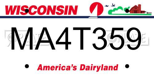 MA4T359 Wisconsin License Plate