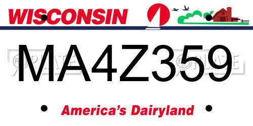 MA4Z359 Wisconsin License Plate
