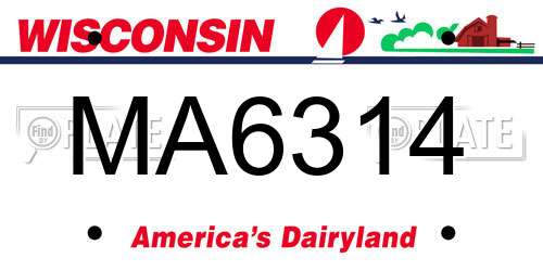 MA6314 Wisconsin License Plate