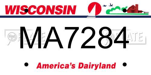 MA7284 Wisconsin License Plate