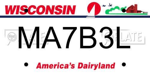 MA7B3L Wisconsin License Plate