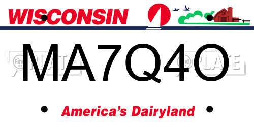 MA7Q4O Wisconsin License Plate