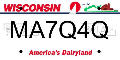 MA7Q4Q Wisconsin License Plate