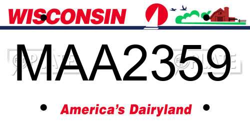MAA2359 Wisconsin License Plate