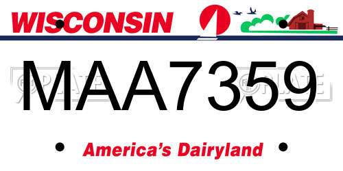MAA7359 Wisconsin License Plate