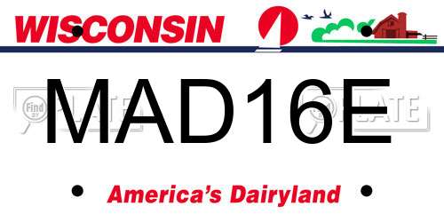 MAD16E Wisconsin License Plate