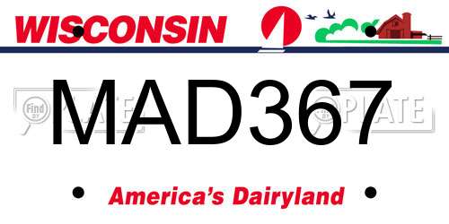 MAD367 Wisconsin License Plate