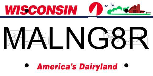 MALNG8R Wisconsin License Plate