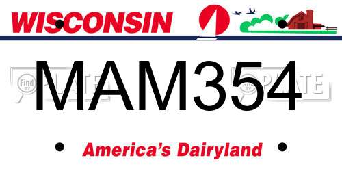 MAM354 Wisconsin License Plate