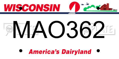 MAO362 Wisconsin License Plate