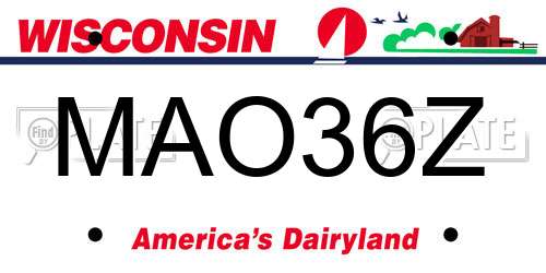 MAO36Z Wisconsin License Plate