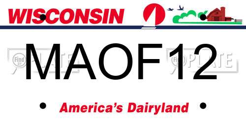 MAOF12 Wisconsin License Plate