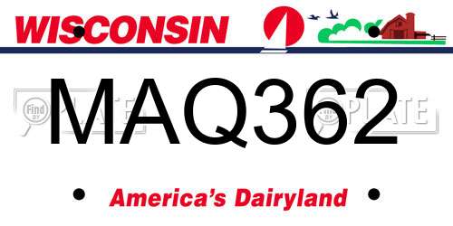 MAQ362 Wisconsin License Plate
