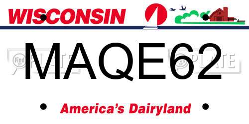 MAQE62 Wisconsin License Plate