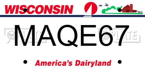 MAQE67 Wisconsin License Plate