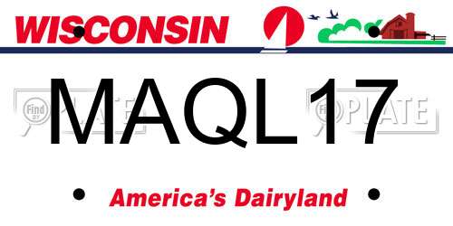 MAQL17 Wisconsin License Plate