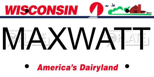 MAXWATT Wisconsin License Plate