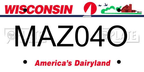 MAZ04O Wisconsin License Plate