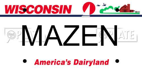 MAZEN Wisconsin License Plate