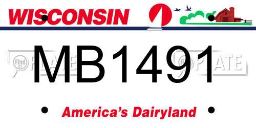 MB1491 Wisconsin License Plate
