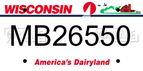 MB26550 Wisconsin License Plate