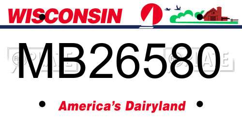 MB26580 Wisconsin License Plate