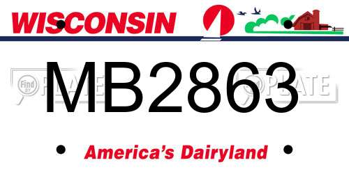 MB2863 Wisconsin License Plate