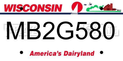 MB2G580 Wisconsin License Plate