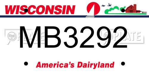 MB3292 Wisconsin License Plate