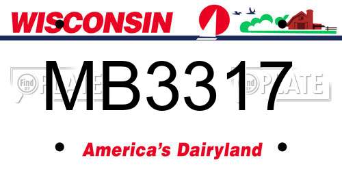 MB3317 Wisconsin License Plate