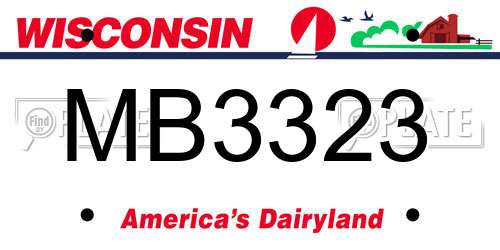 MB3323 Wisconsin License Plate