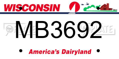 MB3692 Wisconsin License Plate