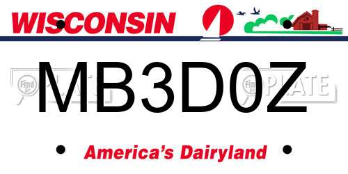 MB3D0Z Wisconsin License Plate