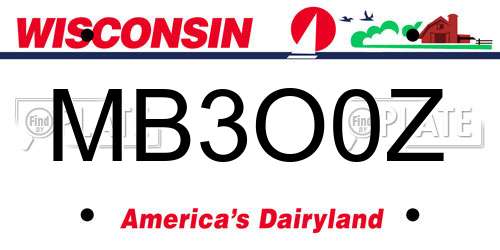 MB3O0Z Wisconsin License Plate