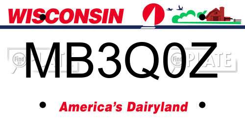 MB3Q0Z Wisconsin License Plate
