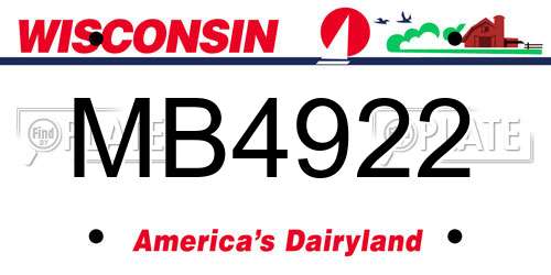 MB4922 Wisconsin License Plate