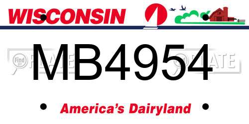 MB4954 Wisconsin License Plate