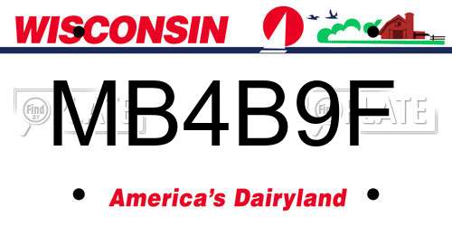 MB4B9F Wisconsin License Plate