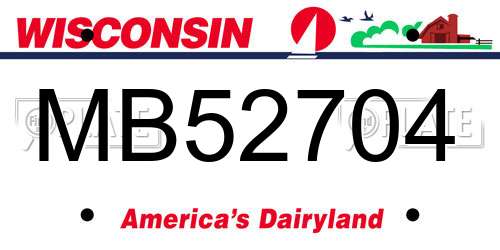 MB52704 Wisconsin License Plate