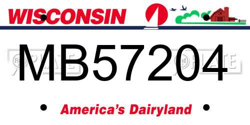 MB57204 Wisconsin License Plate