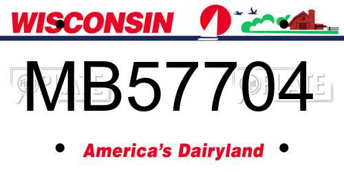 MB57704 Wisconsin License Plate