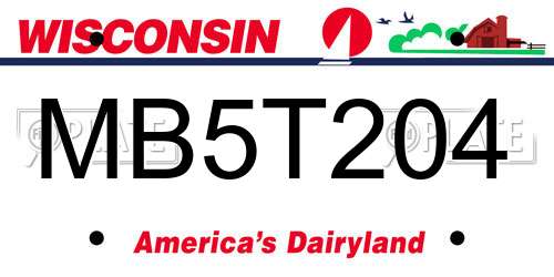 MB5T204 Wisconsin License Plate