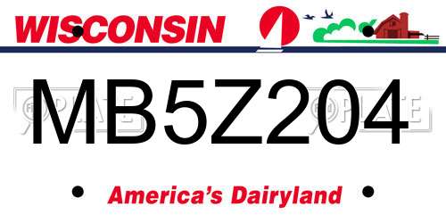 MB5Z204 Wisconsin License Plate