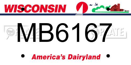 MB6167 Wisconsin License Plate